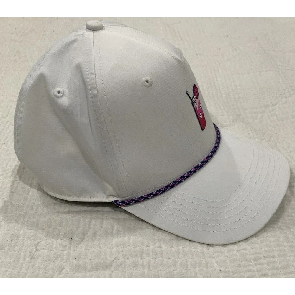 Johnnie-O Rope Hat Transfusion Drink Adjustable White Purple Beach Golf Summer